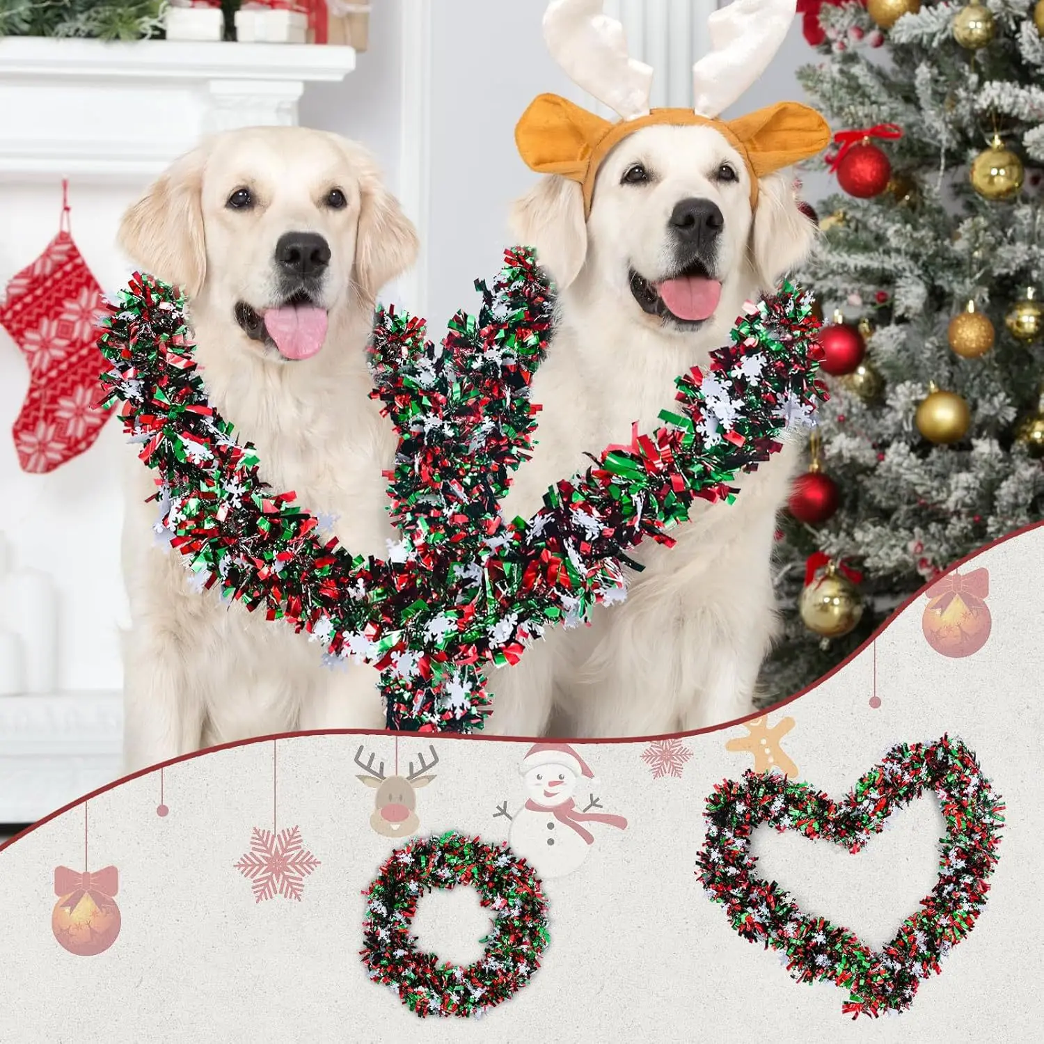 2M Christmas Snowflake Tinsel  - Tinsel Garland Decoration recensie en prijs