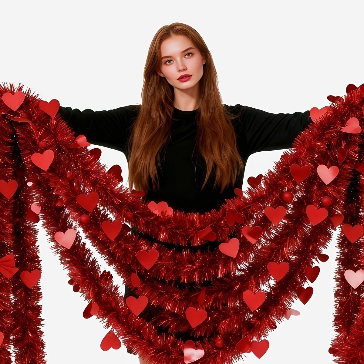 3pcs Red Heart Plastic Tinsel  - Tinsel Garland Decoration recensie en prijs