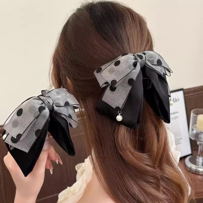 Elegant Gray Polka Dot Bow Hai - Ribbon Bow Gift recensie en prijs