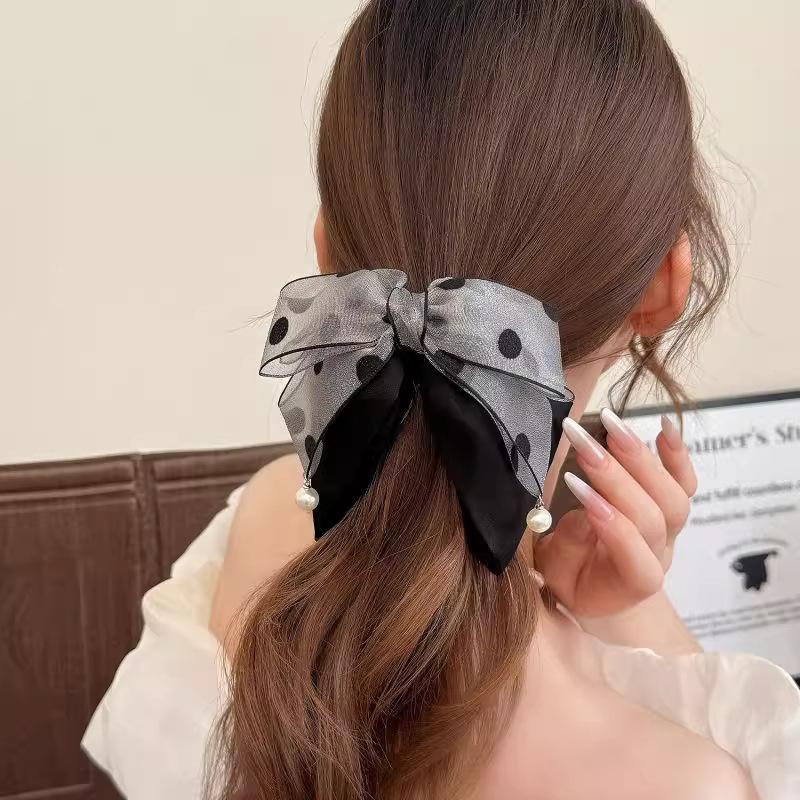 Elegant Gray Polka Dot Bow Hai - Ribbon Bow Gift recensie en prijs