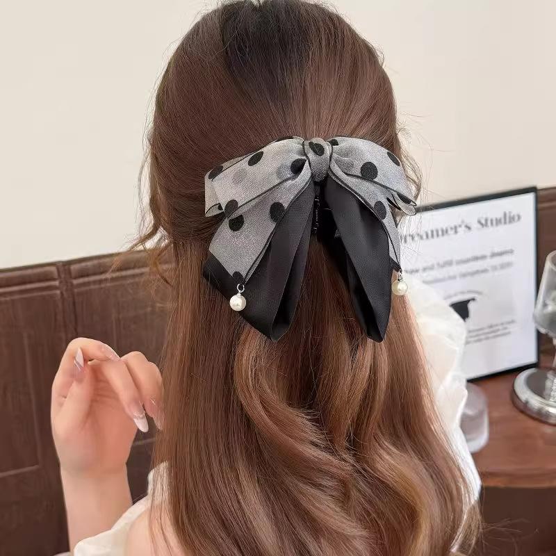 Elegant Gray Polka Dot Bow Hai - Ribbon Bow Gift recensie en prijs