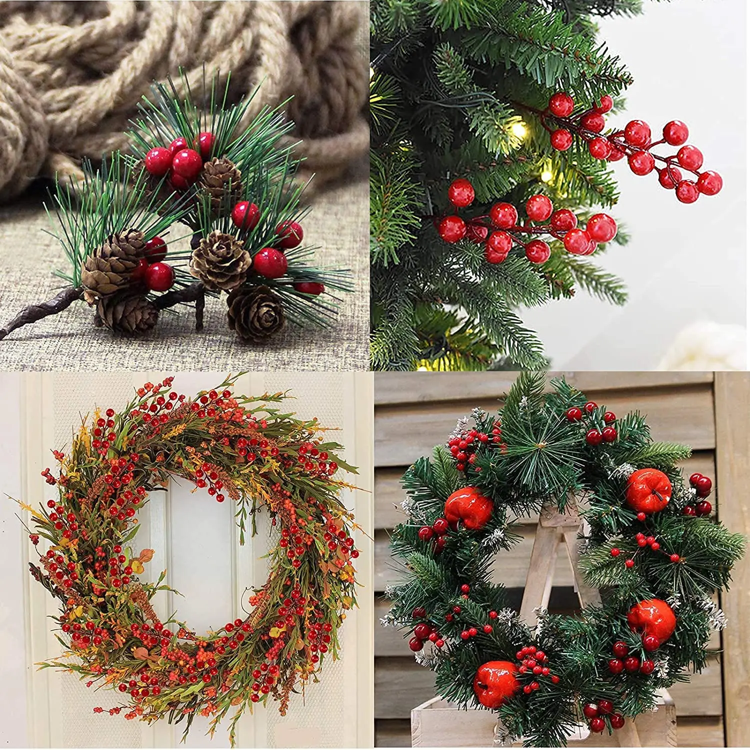 500/50pcs Mini Artificial Red  - Christmas Wreath Fake recensie en prijs