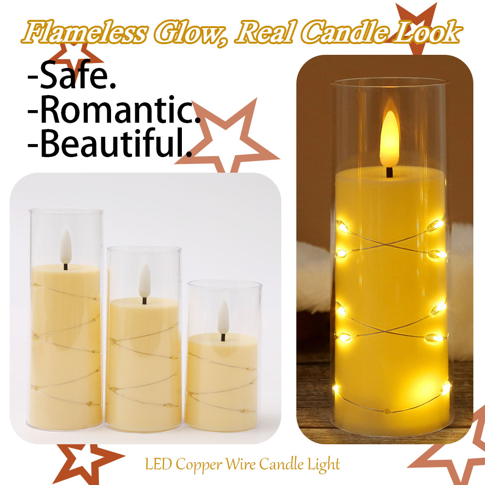 3pcs/set LED Copper Wire Flame - Holiday Candle Set recensie en prijs