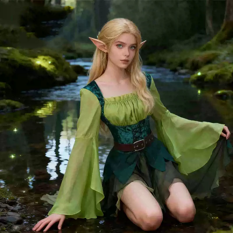 Women's Elf Medieval Green Fai - Elf Costume Christmas recensie en prijs